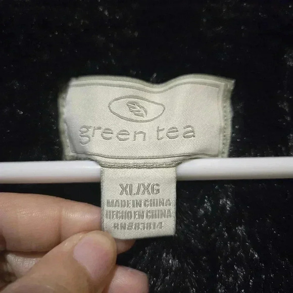 Green Tea Jacket Womans XL Black Faux Fur Plush Zipper Front Long Sleeve #088 - Picture 6 of 8